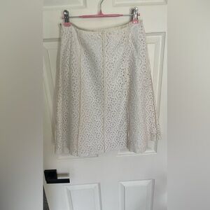 Women's Cream Eyelet A-Line Skirt